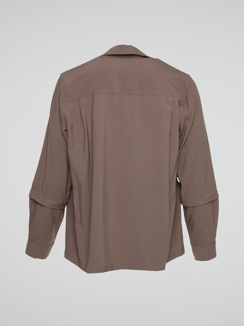 Brown Double Sleeve Layer Button Shirt
