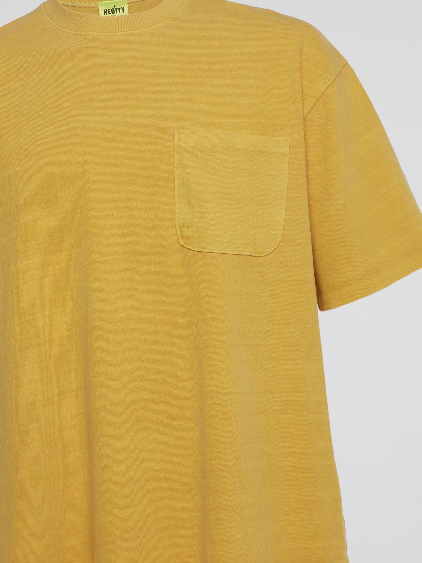 Yellow Basic Vivid Washed Pocket T-Shirt