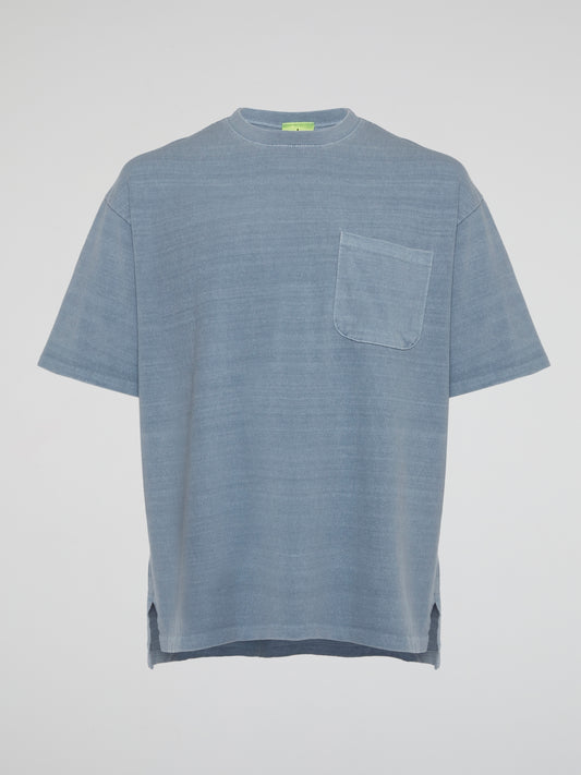 Blue Basic Vivid Washed Pocket T-Shirt