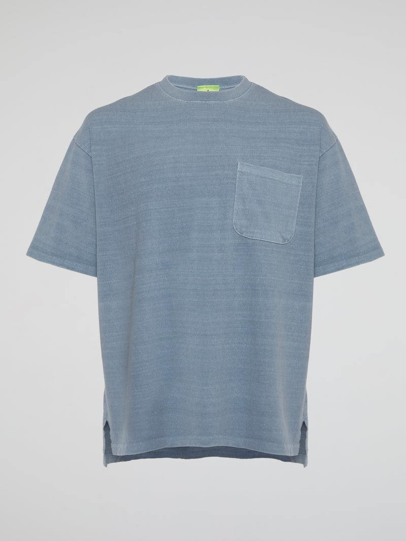 Blue Basic Vivid Washed Pocket T-Shirt