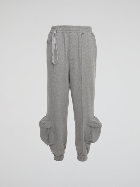 Grey Pocket Detailed Jogger Pants