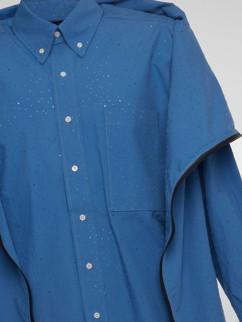 Blue Layered Perforated Shirt