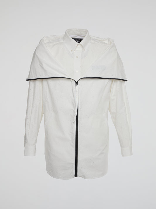 White Layered Perforated Shirt