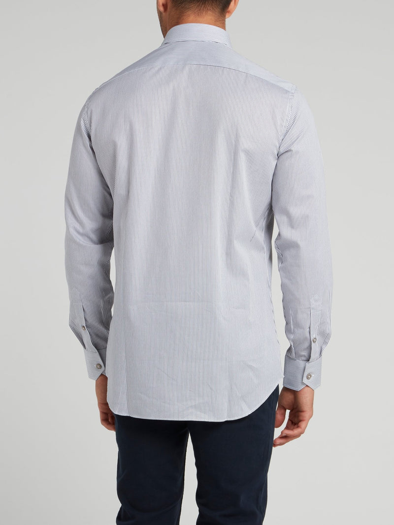 White Pinstripe Long Sleeve Shirt