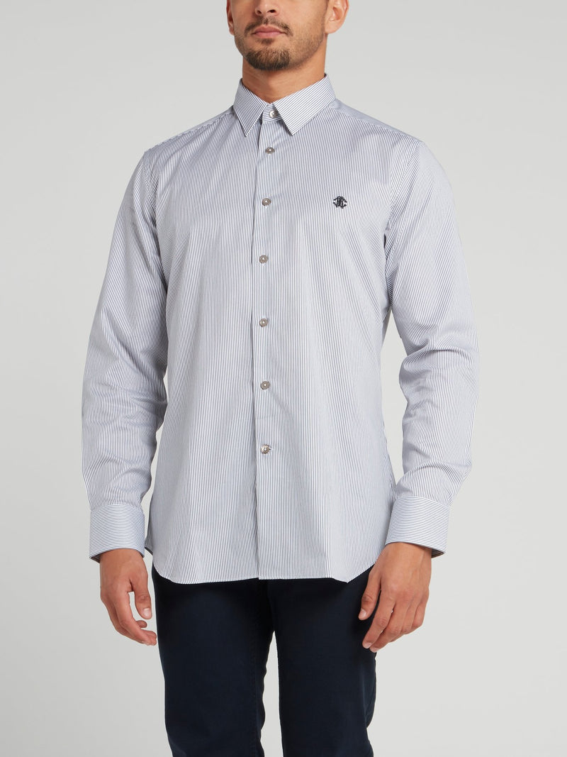 White Pinstripe Long Sleeve Shirt