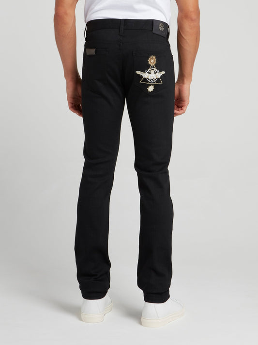 Black Embroidered Skinny Jeans