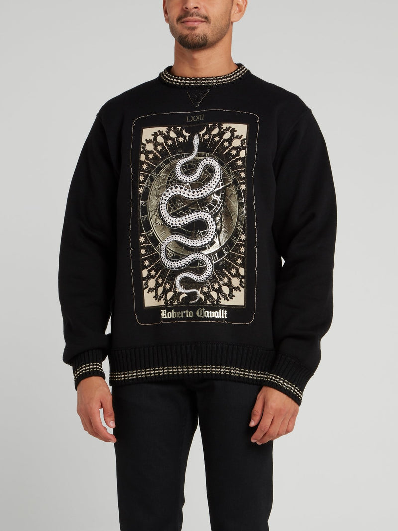 Black Snake Print Sweater