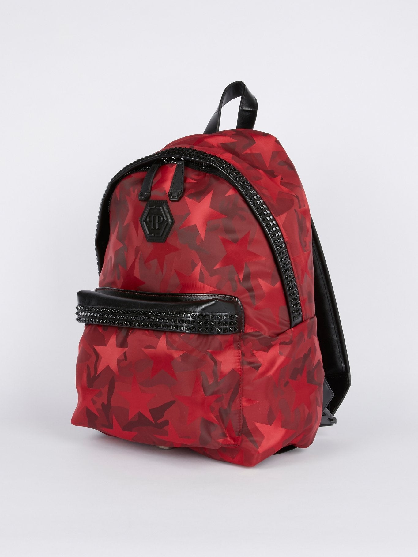 Red Star Print Embellished Backpack