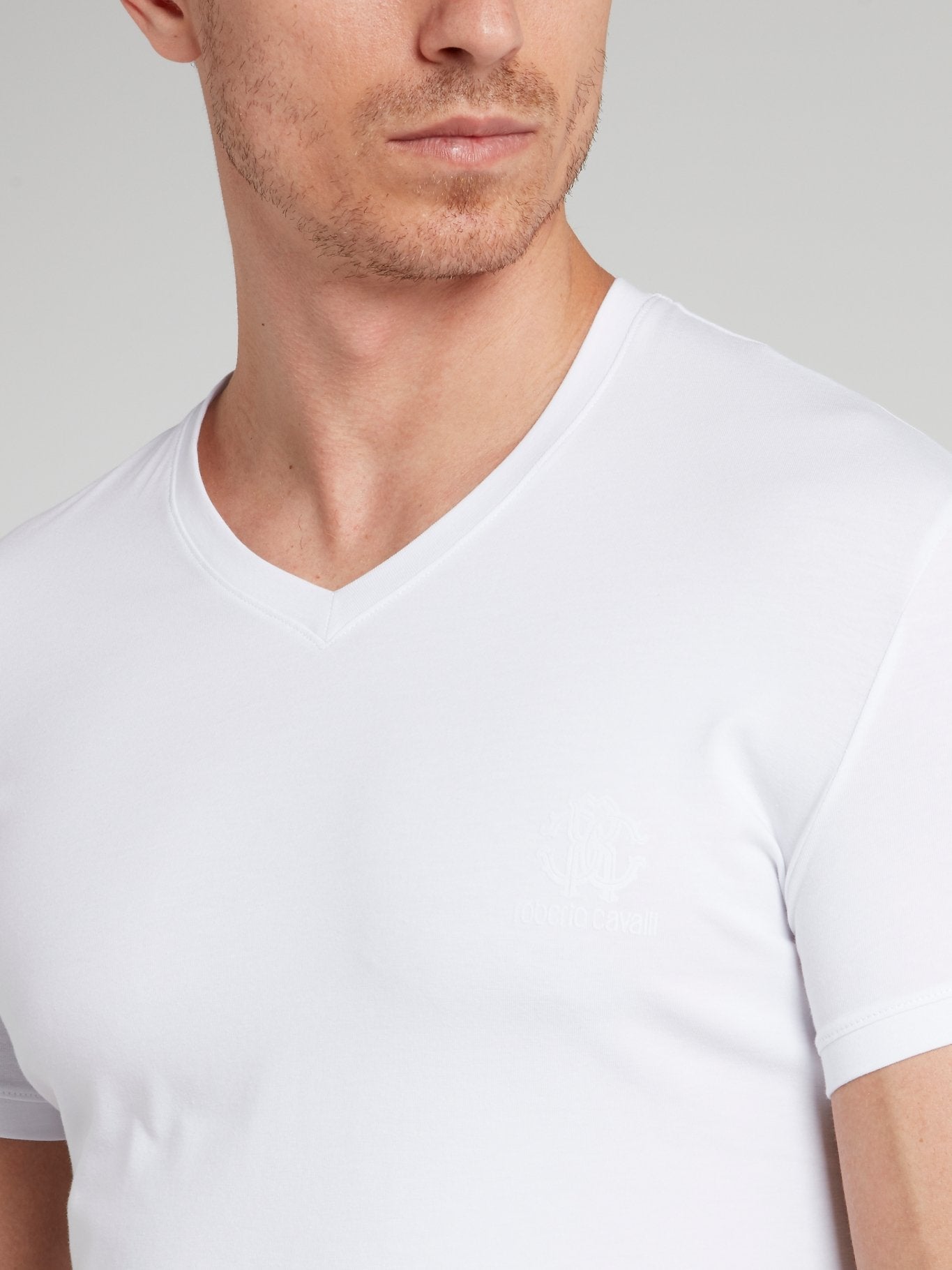 White V-Neck Back Logo Shirt