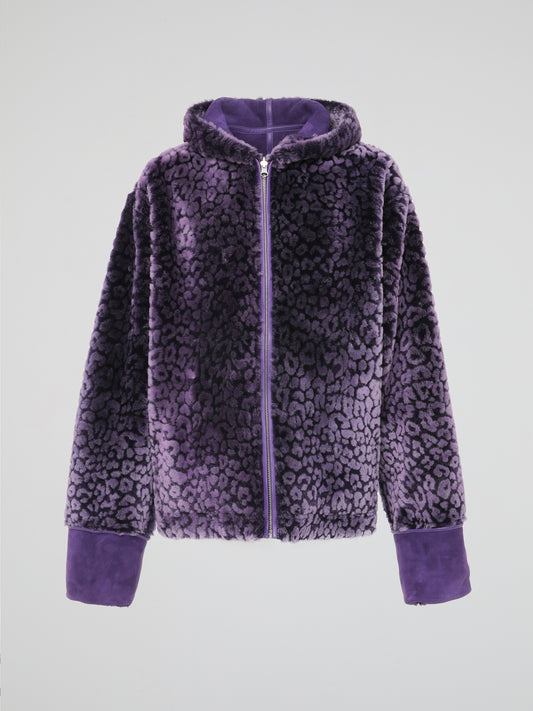 Purple Leo Fur Leather Jacket