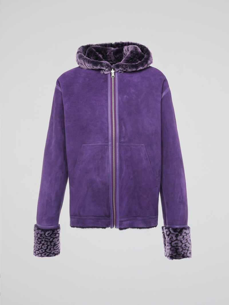 Purple Leo Fur Leather Jacket