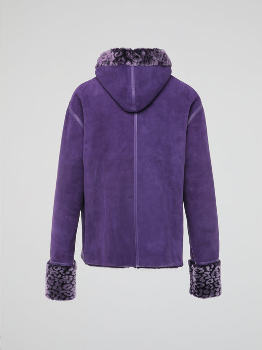 Purple Leo Fur Leather Jacket