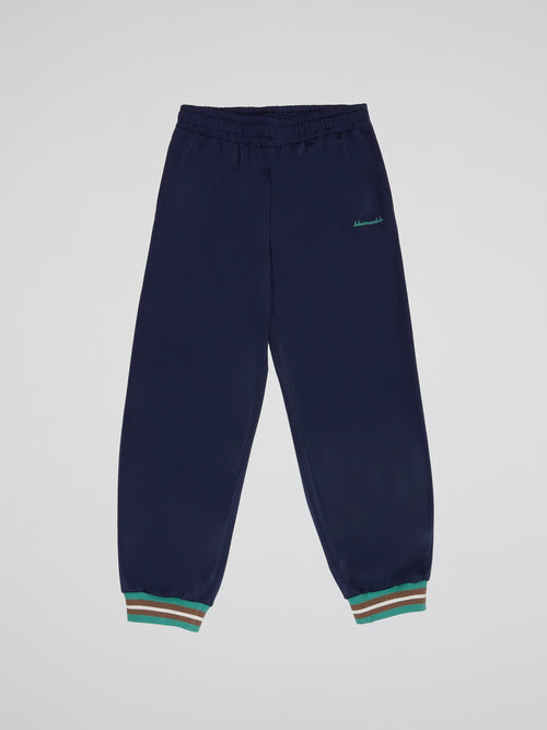 Navy Ankle Ribbed Sweatpants