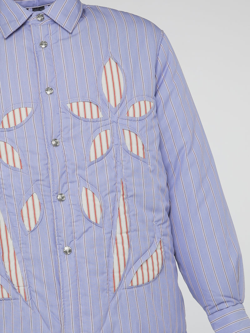 Striped Poplin Puffed Overshirt