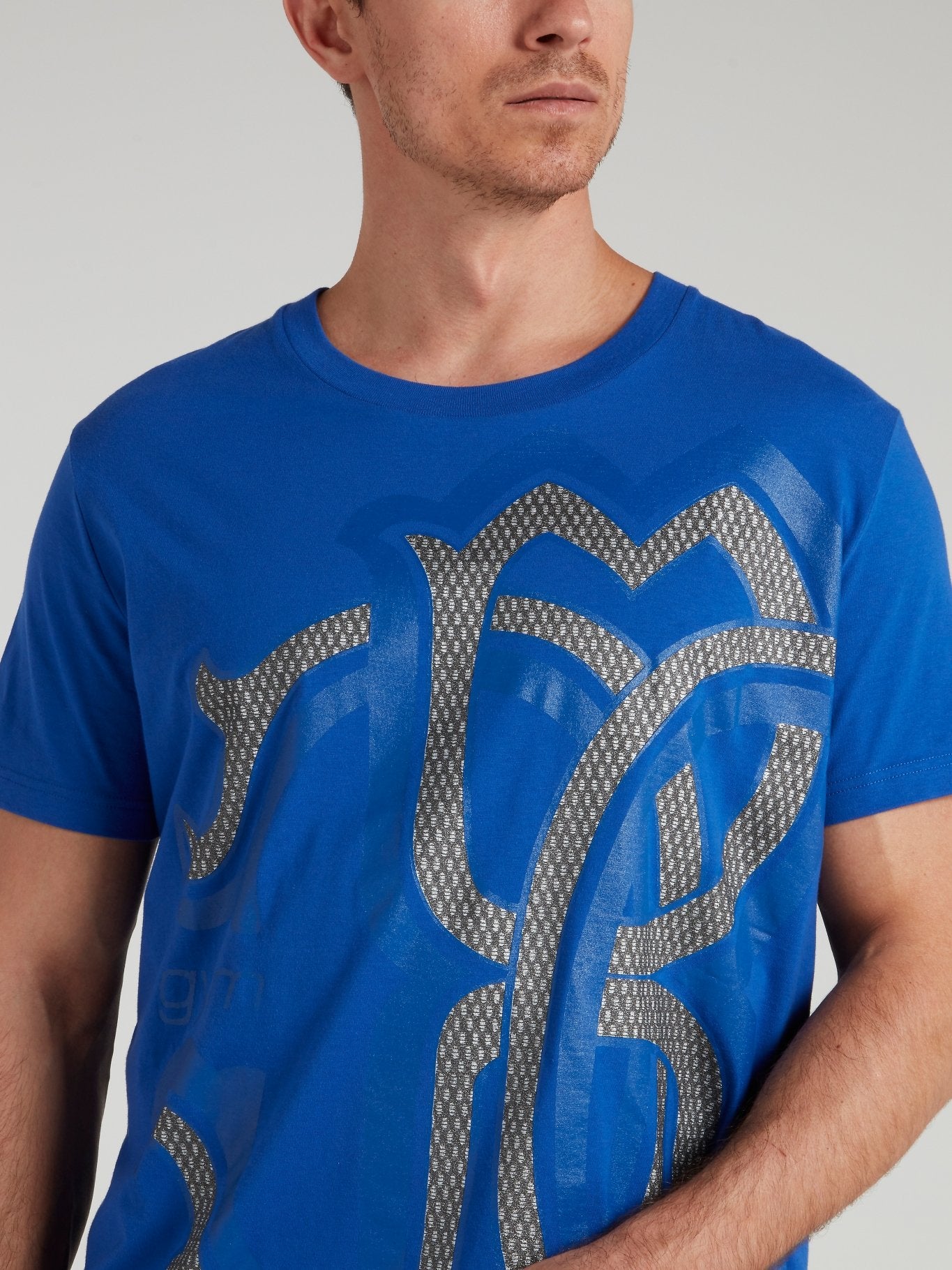 Blue Round Neck Logo T-Shirt