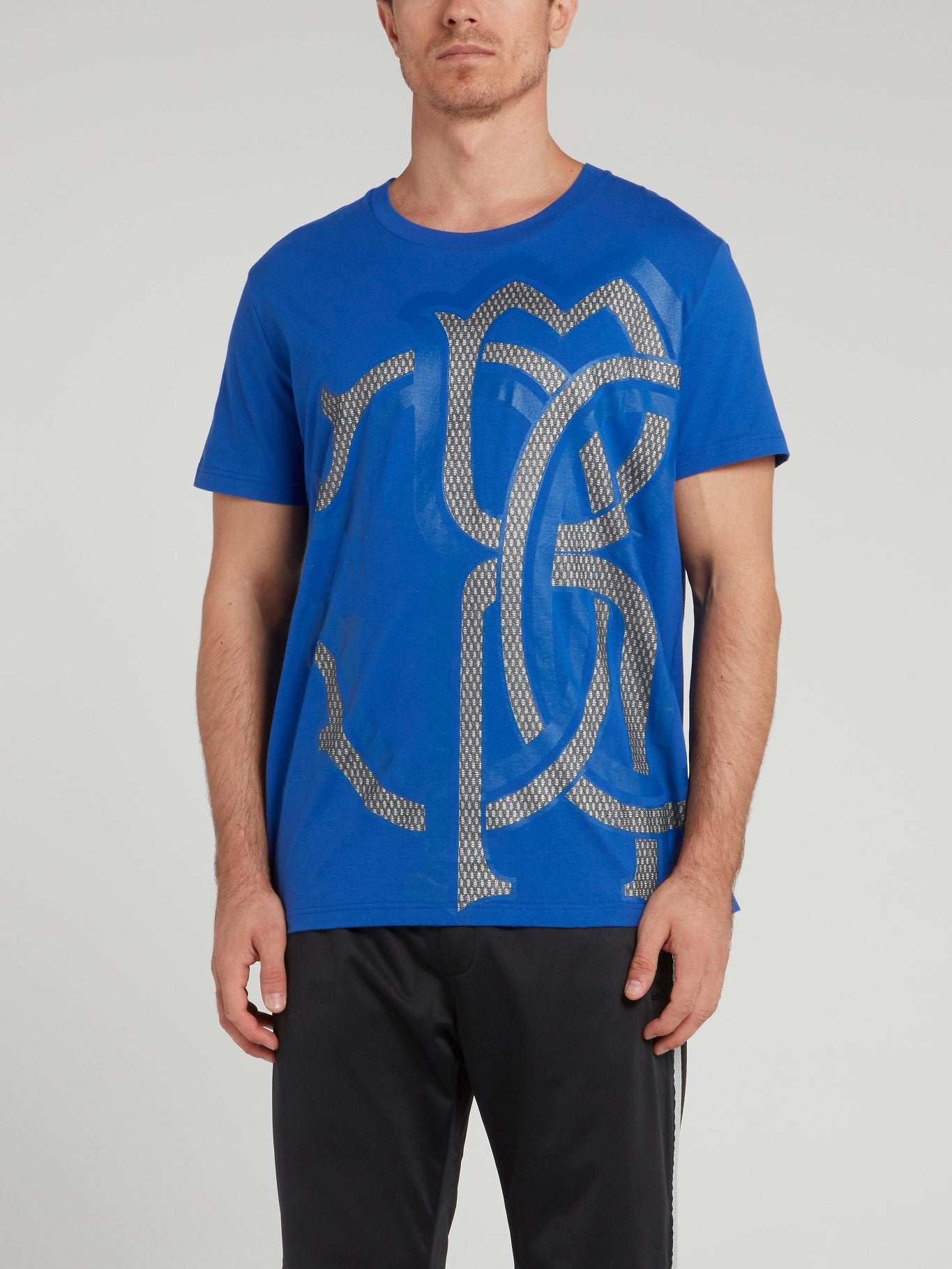 Blue Round Neck Logo T-Shirt