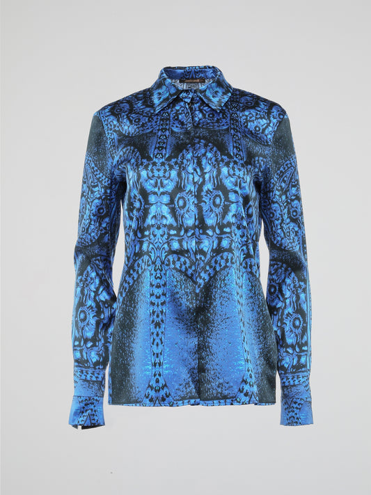 Introducing the Blue Print Shirt by Roberto Cavalli, a dazzling symphony of artistry and fashion. Crafted with meticulous detail, this shirt features an intricate blue print design that effortlessly captivates attention. Experience the epitome of sophistication as you don this masterpiece, adorning yourself with the timeless elegance of Roberto Cavalli.