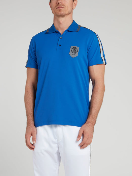 Blue Knitted Logo Polo Shirt