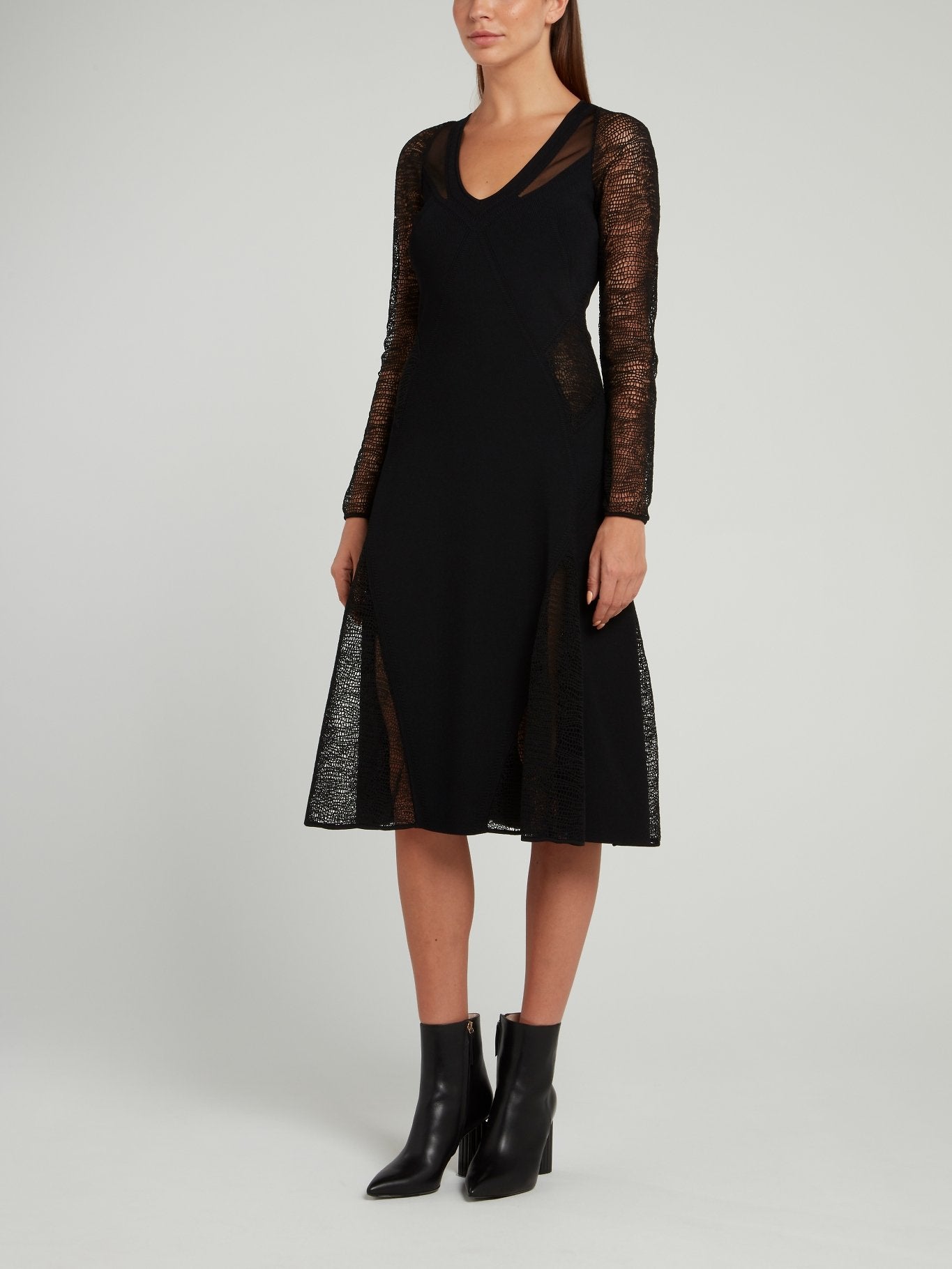 Black Ribbed Midi Dress