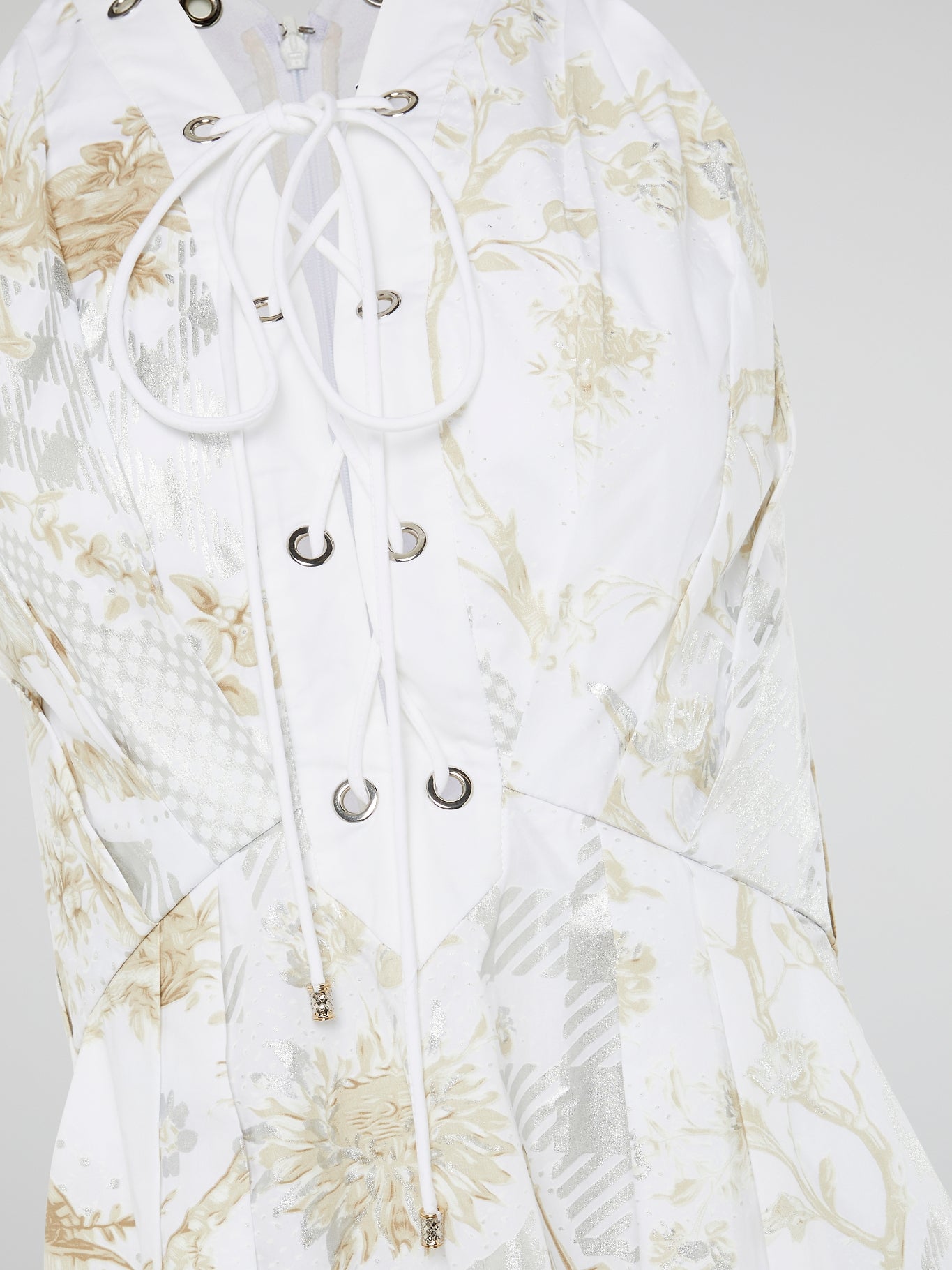 roberto cavalli white lace dress White Printed Lace Up Dress