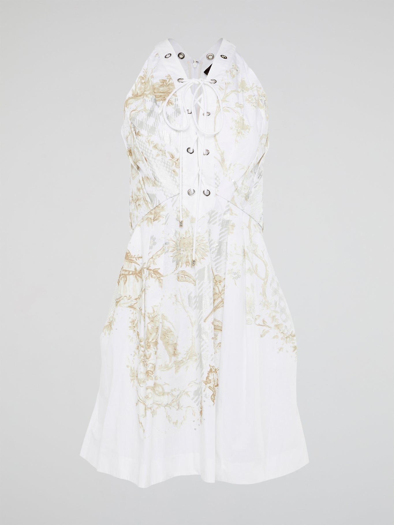 White Printed Lace Up Dress – Maison-B-More Global Store