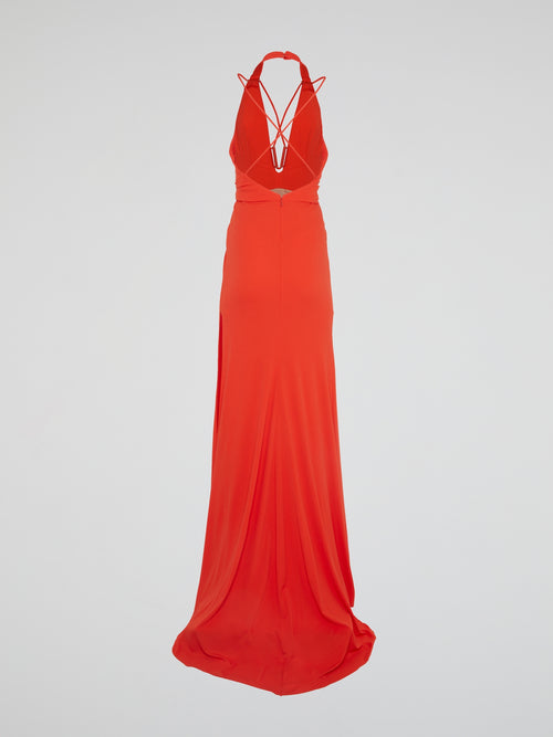 Red Halter Neck Maxi Dress Maison-B-More Global Store Red Halter Neck Maxi Dress Maison-B-More Global Store