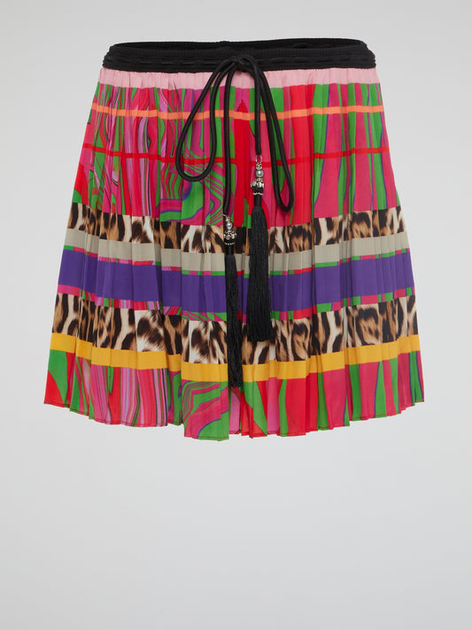 Turn heads with the bold and vibrant Printed Accordion Mini Skirt by Roberto Cavalli, a true fashion statement that will elevate any outfit. This striking skirt features a unique accordion pleat design and eye-catching print that exudes confidence and individuality. Embrace your inner fashionista and make a style statement with this must-have piece that is sure to spark conversations and turn Instagram likes into traffic.