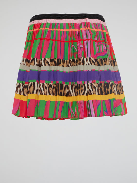 Turn heads with the bold and vibrant Printed Accordion Mini Skirt by Roberto Cavalli, a true fashion statement that will elevate any outfit. This striking skirt features a unique accordion pleat design and eye-catching print that exudes confidence and individuality. Embrace your inner fashionista and make a style statement with this must-have piece that is sure to spark conversations and turn Instagram likes into traffic.