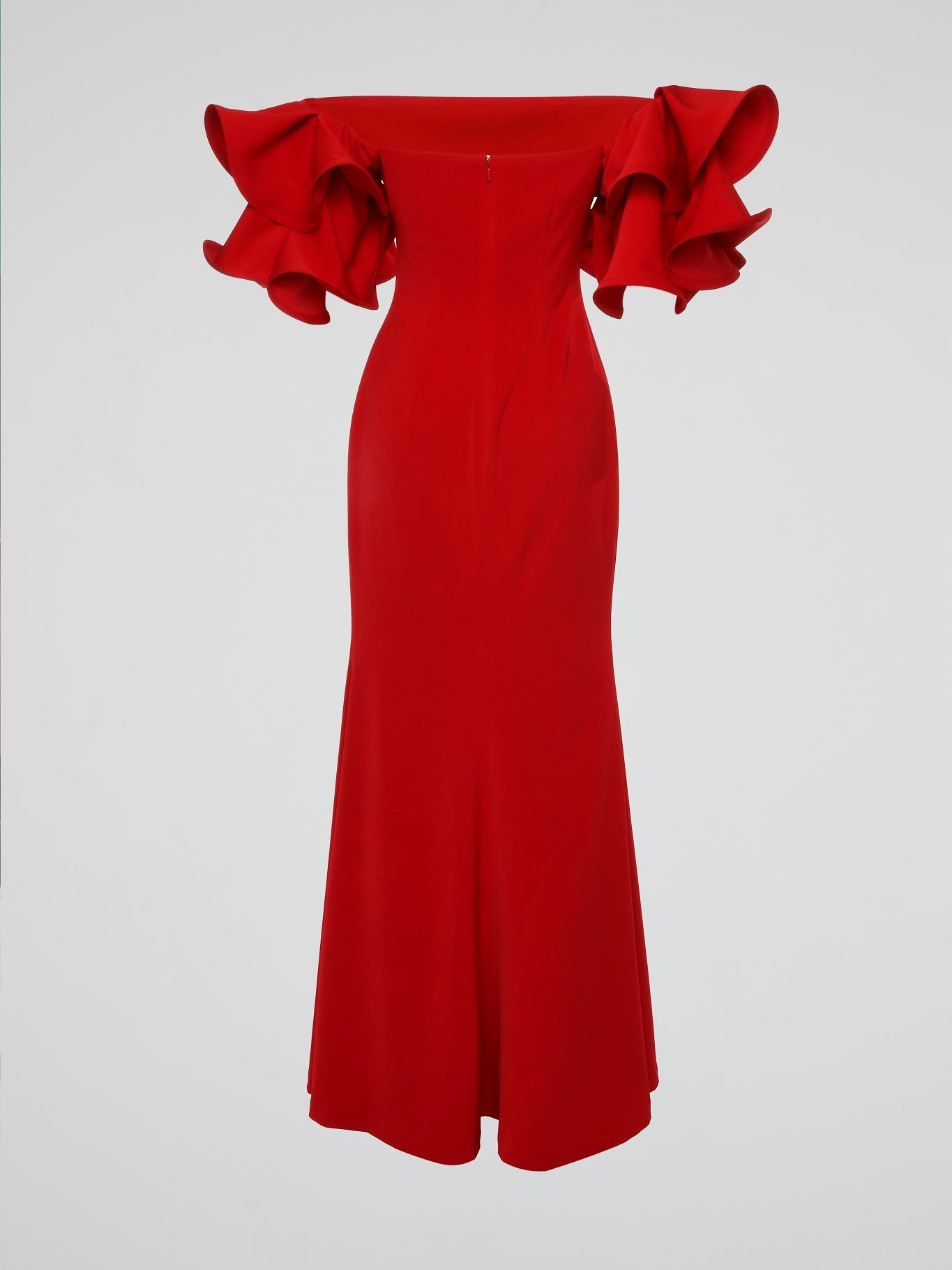 Maison-B-More Red Ruffle Sleeve Evening Dress S / Red Maison-B-More Red Ruffle Sleeve Evening Dress S / Red