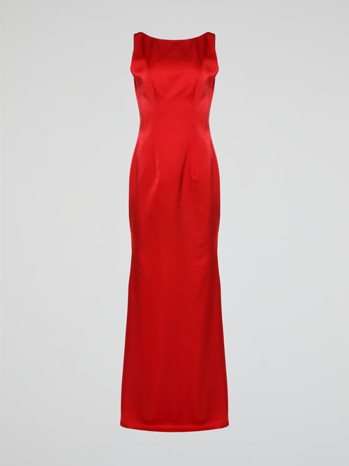 Maison-B-More Red Sleeveless Backless Evening Dress L / Red Maison-B-More Red Sleeveless Backless Evening Dress L / Red