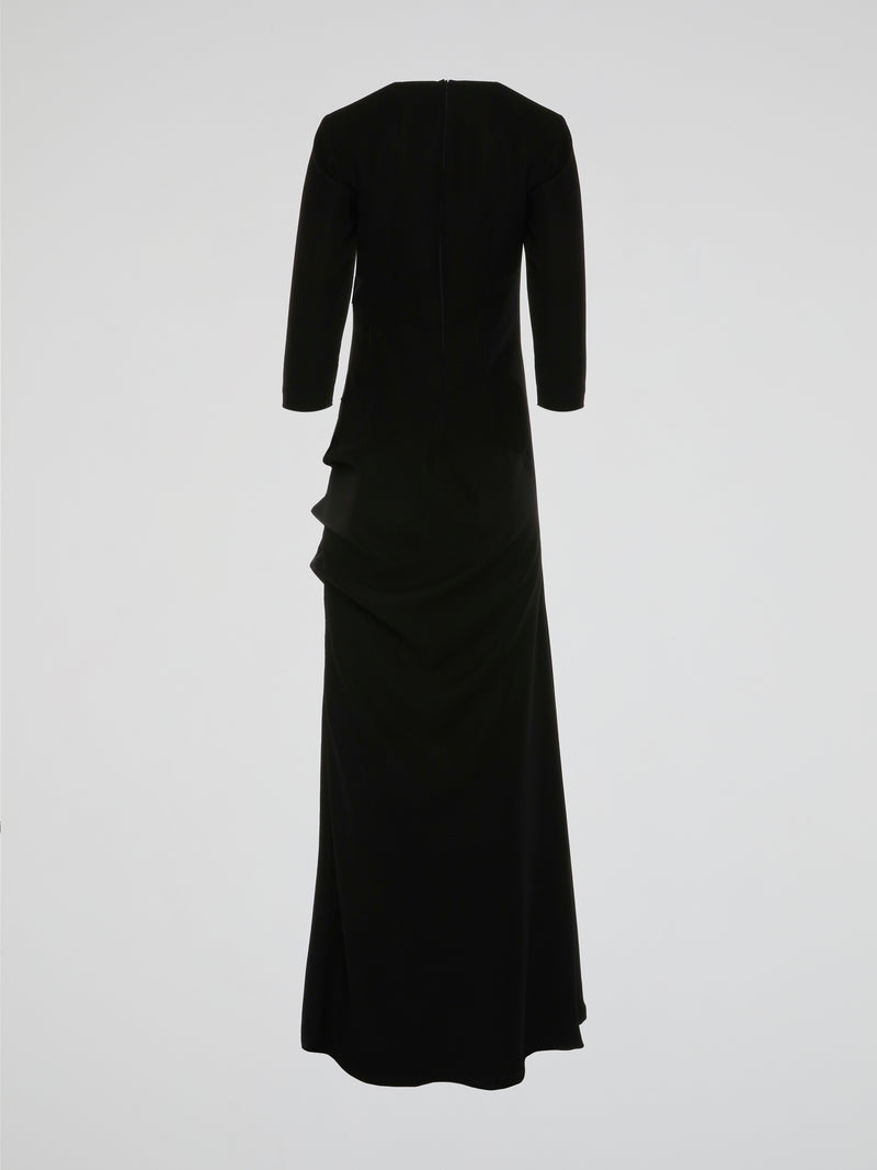 Black Half Sleeve Evening Dress