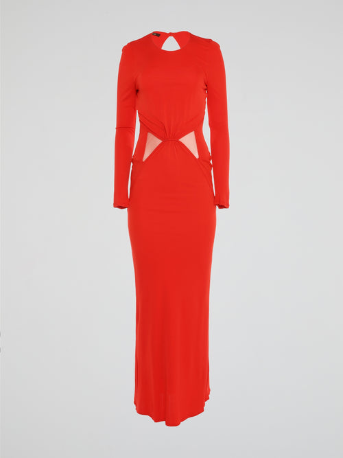 Red Cut Out Long Sleeve Dress Maison-B-More Global Store Red Cut Out Long Sleeve Dress Maison-B-More Global Store