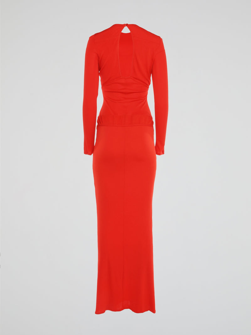 Red Cut Out Long Sleeve Dress Maison-B-More Global Store Red Cut Out Long Sleeve Dress Maison-B-More Global Store