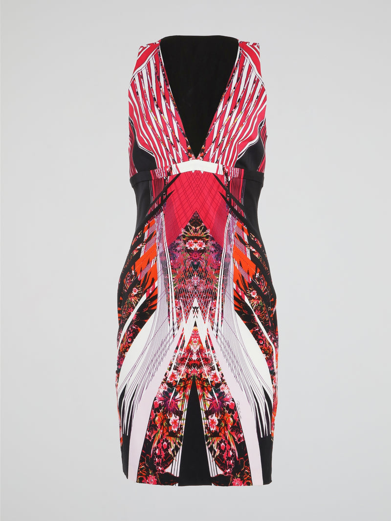 roberto cavalli mini dress Printed Plunge Mini Dress