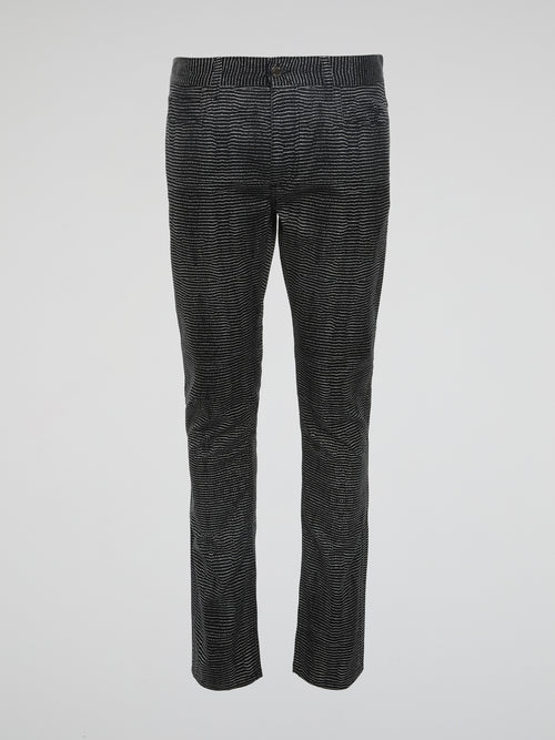 Experience the epitome of style and sophistication with these Black Slim Fit Trousers by Roberto Cavalli. Designed to effortlessly accentuate your silhouette, these trousers are crafted with meticulous attention to detail and precision tailoring. Perfect for any occasion, they exude a sleek and contemporary vibe that will elevate your fashion game to new heights.