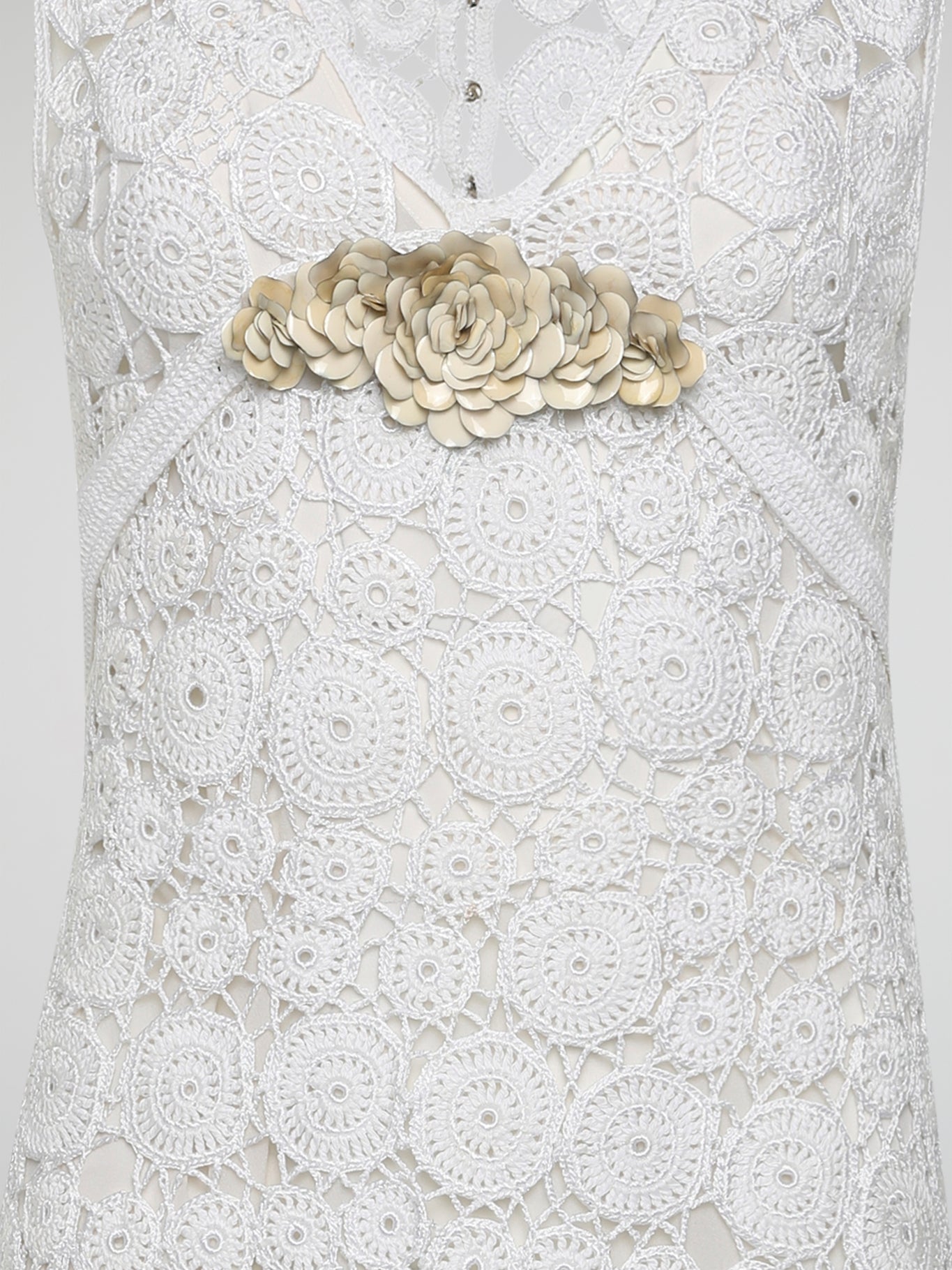 roberto cavalli white crochet dress White Embroidered Fringe Dress