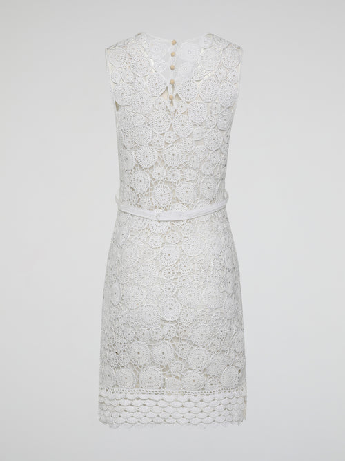 roberto cavalli white lace dress Roberto Cavalli White Mini Dress With Ornamental Motif