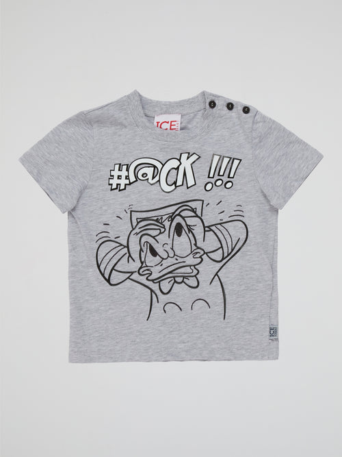 Introducing the Grey Donald Duck T-Shirt, a delightful wardrobe staple that will make your little one quack with joy! Crafted with soft, breathable fabric, this adorable tee features the iconic Donald Duck adorned in charming shades of gray, adding a playful twist to any outfit. Let your child embrace their inner Disney enthusiast and rock this Iceberg gray tee to create unforgettable memories and a style that's truly 