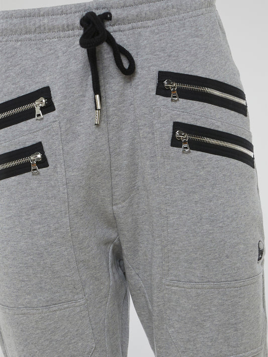 Grey Zipper Detailed Sweatpants