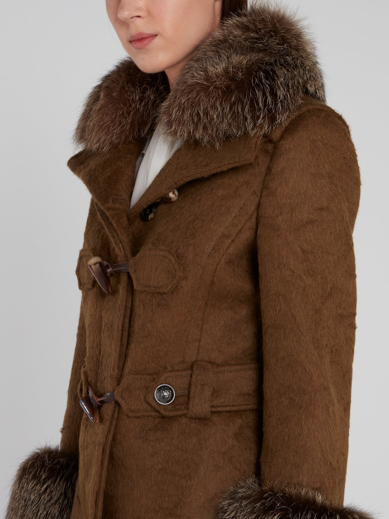 Brown Fur Panel Coat