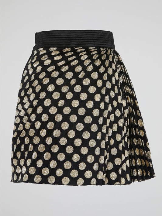 Foil Polka Dot Pleated Skirt