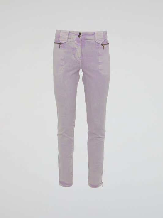 Introducing the Purple Acid Wash Jeans by Roberto Cavalli - a bold and captivating take on timeless denim! These jeans redefine edginess with their vibrant purple hue and distressed acid wash, effortlessly bringing an element of rock 'n' roll to your wardrobe. Crafted with Cavalli's attention to detail, they offer unparalleled comfort and a stylishly rebellious statement for the fashion-forward rebels!