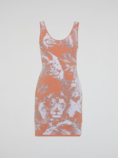 Orange Animal Print Tank Dress