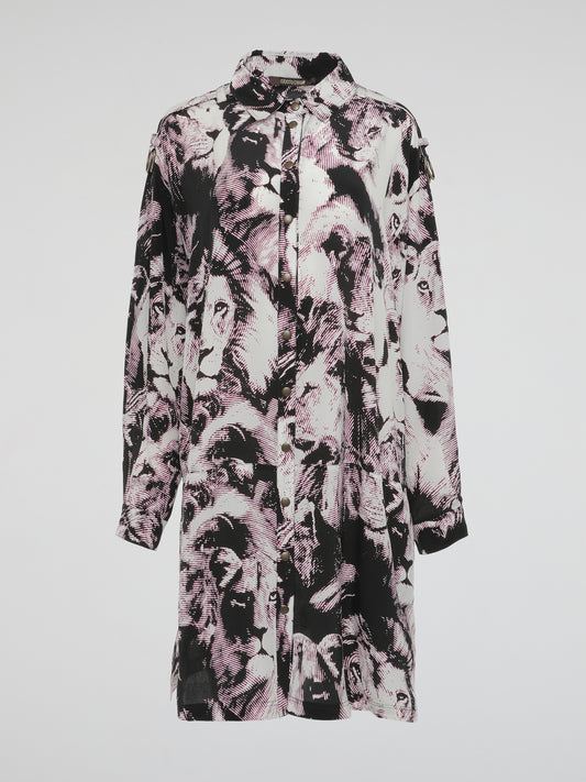Unleash your wild side with this fierce and fabulous Animal Print Shirt Dress from Roberto Cavalli. Designed to make a statement, this dress features a bold and captivating animal print that demands attention wherever you go. With its flattering silhouette and luxurious fabric, this dress is perfect for those who want to stand out and unleash their inner fashion predator.