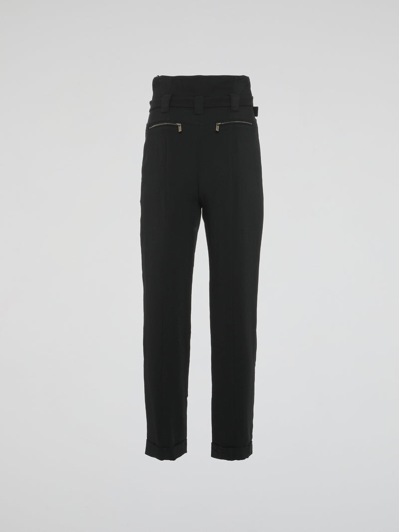 Embrace your inner fashion icon with these Black Frill Waist Pants by Roberto Cavalli. Combining elegance and edginess, these pants feature a unique frill waist detailing that adds a touch of playfulness to any outfit. Crafted with utmost precision and luxury, these pants are perfect for both casual chic days and glamorous nights out.