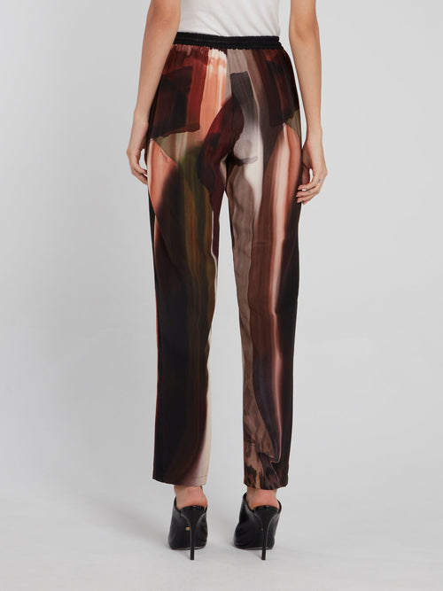 Abstract Print Straight Cut Trousers