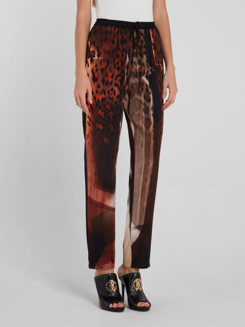 Abstract Print Straight Cut Trousers