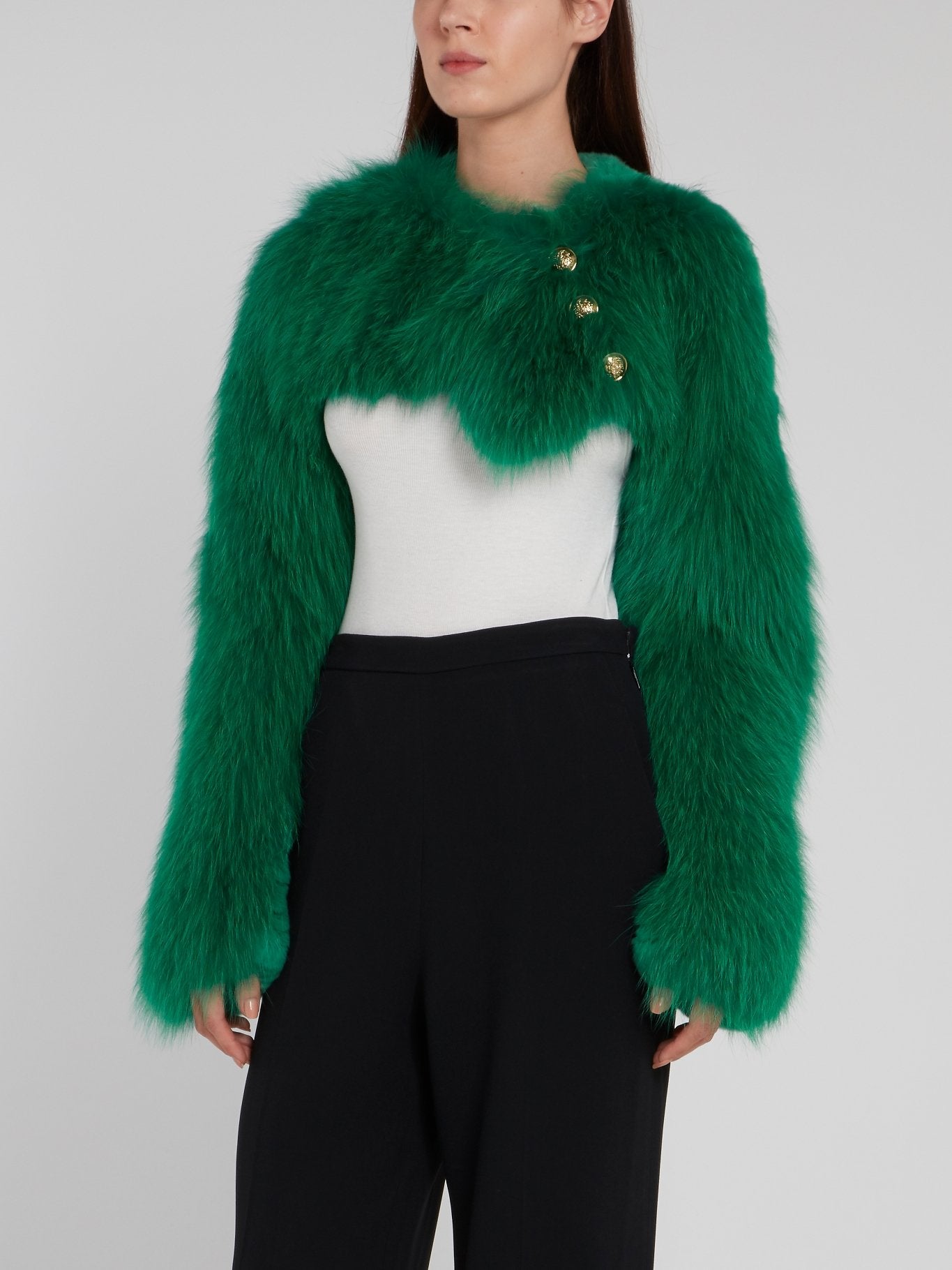 Green Embellished Fur Stole