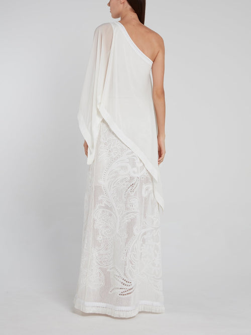 White Tassel Hem Overlay Dress