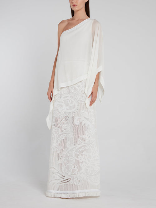 White Tassel Hem Overlay Dress